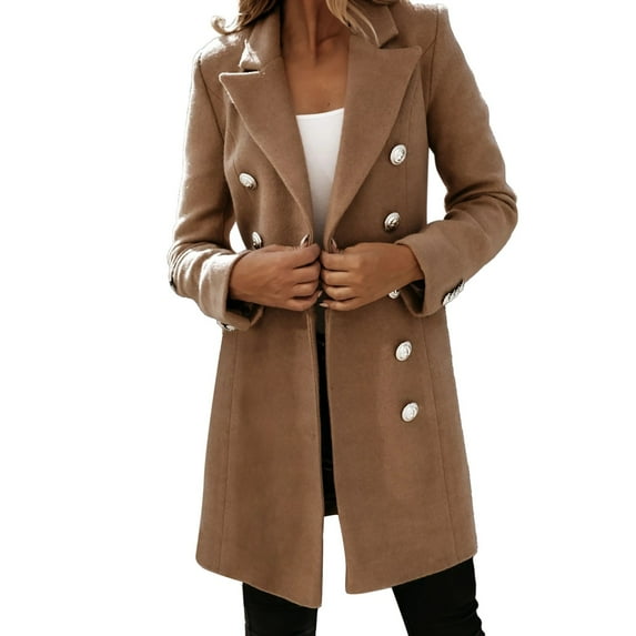 Hassda Clearance Women's Coats Women's Trench Coats Woman Artificial Elegant Blend Coat Slim Female Long Coat Outerwear Jacket Features: S-XXL