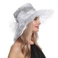 thumbnail image 1 of Hassda Clearance! Women's Vintage Mesh Hat Floral Shade Holiday Brim Top Hat White One Size Overstock Items Clearance All Prime, 1 of 2