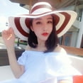 thumbnail image 1 of Hassda Clearance! Womens Big Bowknot Straw Hat Stripe Floppy Foldable Roll up Beach Cap Sun Hat Red One Size Overstock Items Clearance All Prime, 1 of 6