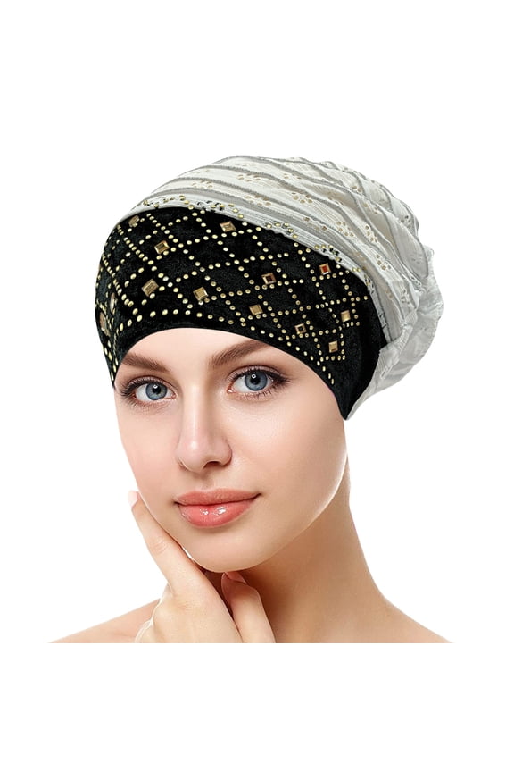 Clearance! Womens Fashionable Retro Hot Diamond Graphic Cut Out Patchwork Hood Cap White One Size Overstock Items Clearance All Prime