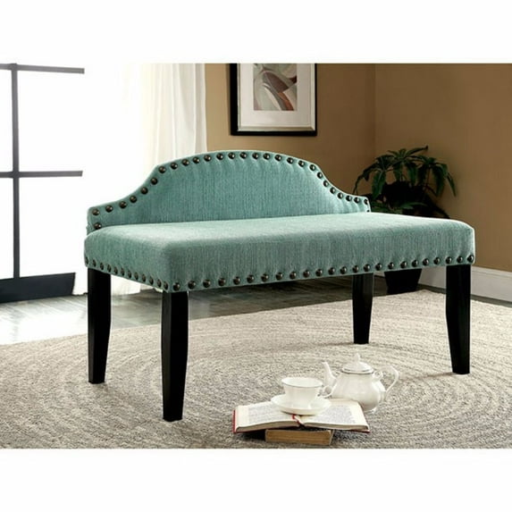 Hasselt Deluxe Cushy Padded Bench With Nail Trim, Small, Blue