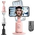 thumbnail image 1 of Hassignment Smart AI Facial Recognition Phone Tripod, Auto Face Tracking Tripods 360 Rotation with Stand, No App, Rechargeable Camera Stand with Remote and Gesture Control (Pink, Standard), 1 of 9