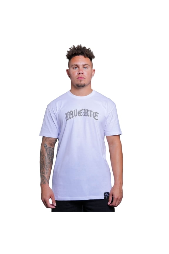 Men DP Muerte OE Rhinestone Tee (White)