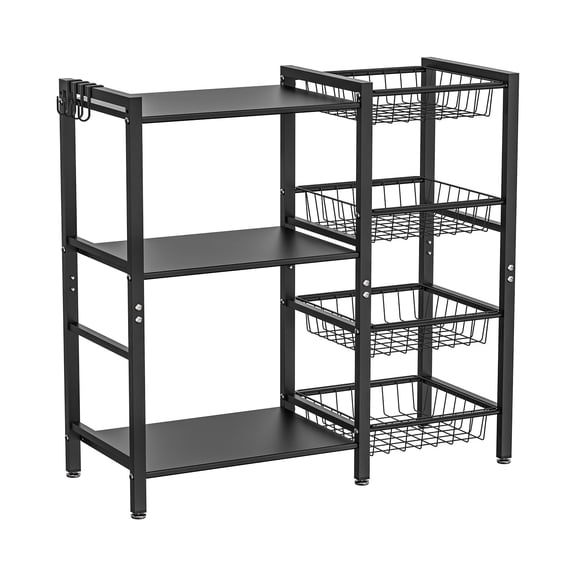 Hastatii Storage Rack Kitchen Baker's Rack - 3 Tiers 4 Baskets, Utility Coffee Bar, Air Fryer Stand with Steel Mesh Baskets Y101