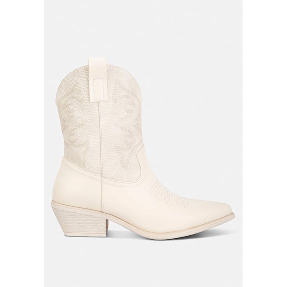 Hasting Patchwork Detail Low Heel Cowboy Boots