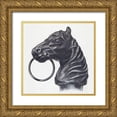 thumbnail image 1 of Hastings, C.H. 20x20 Gold Ornate Wood Framed with Double Matting Museum Art Print Titled - Horse Head Hitching Post 1936, 1 of 4