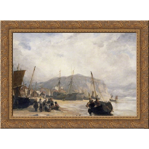 Hastings, East Sussex 24x18 Gold Ornate Wood Framed Canvas Art by William Collins