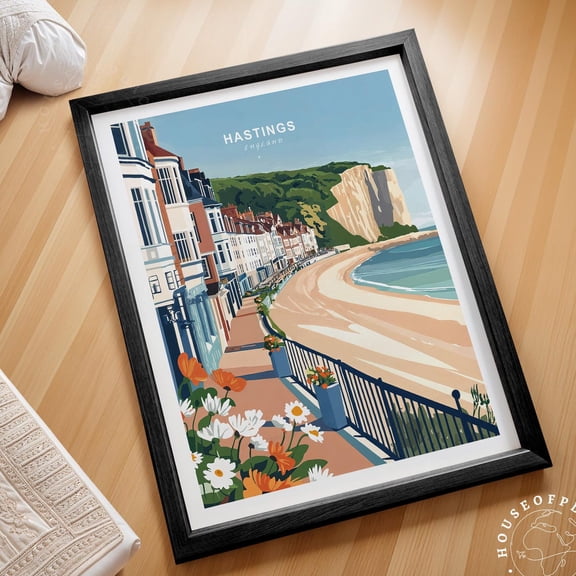 Hastings England Travel Poster, England Travel Print, Hastings Wall Art Print, Minimalist Travel Poster, Home Decor Wall Art, Modern Wall Decor, 16x24 UNFRAMED