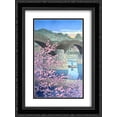 thumbnail image 1 of Hasui Kawase 2x Matted 20x24 Black Ornate Framed Art Print 'Evening at Kintai Bridge in Spring', 1 of 2