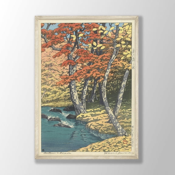 Hasui Kawase Autumn Oirase River Wall Art Print, Japanese Landscape Decor