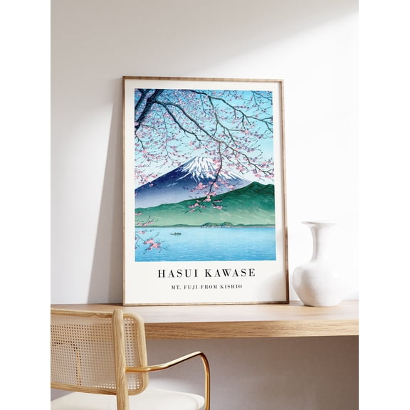 Hasui Kawase Mt Fuji from Kishio Traditional Japanese Asian Art Print, Unframed Paper Poster 8x10in
