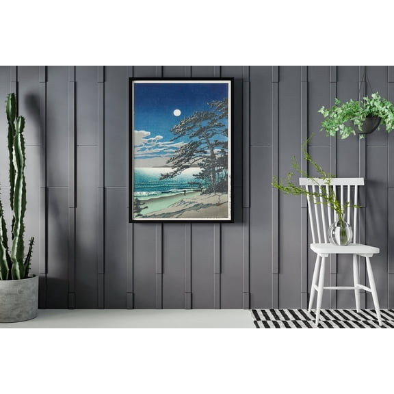 Hasui Kawase Spring Moon At Ninomiya Beach Art Reproduction Unframed Paper Poster 8x10in