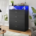 Hasuit 4 Drawer Dressers for Bedroom with Column Design, Charging