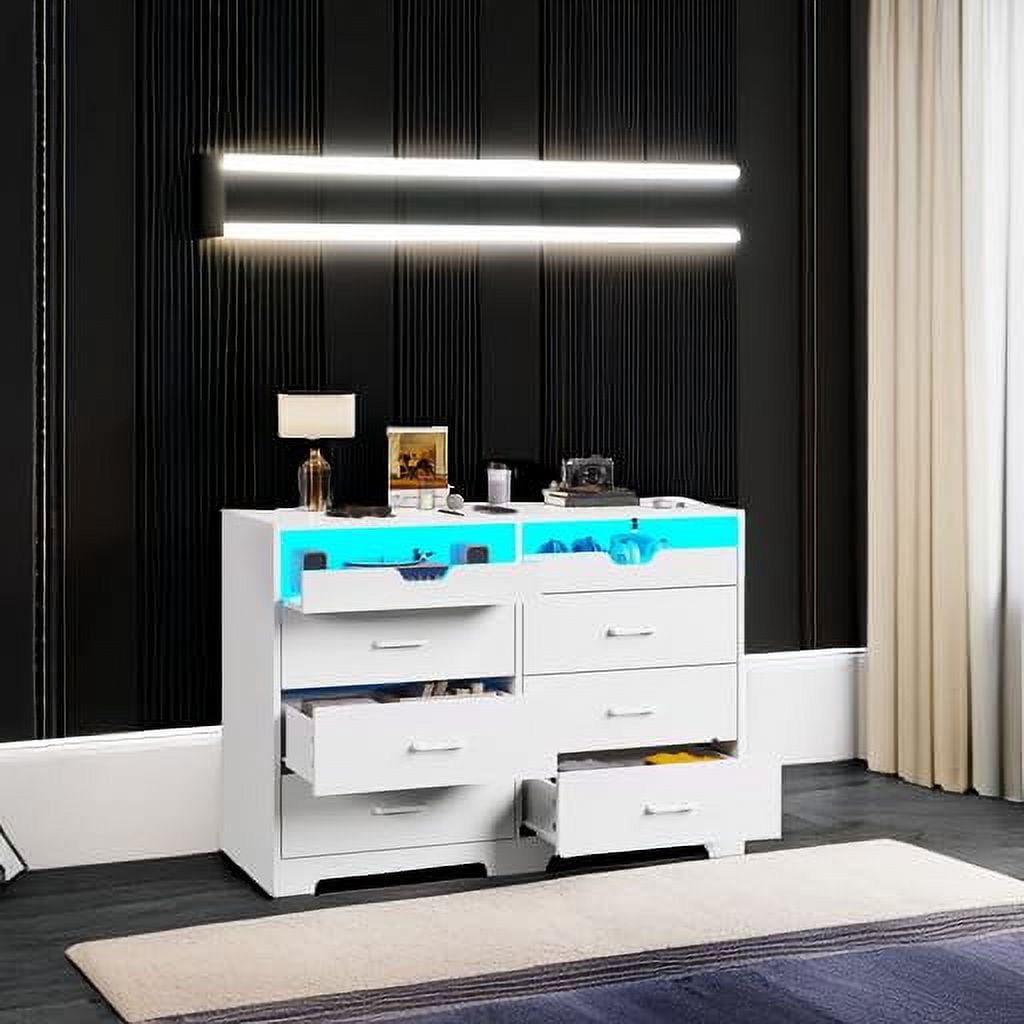 Led Between Drawers Hasuit 6 Drawers Dresser with LED Lights for Bedroom, Modern Double ...