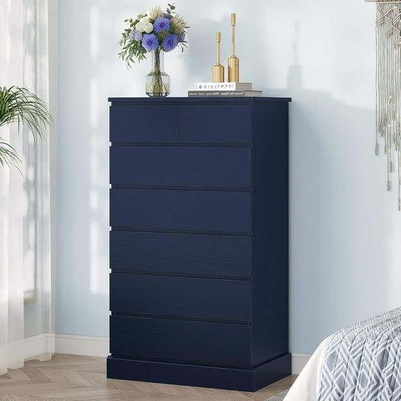 Hasuit Tall Dresser with 7 Drawers for Bedroom, 51.8'' High Chest of Drawers Storage Organizer for Closet, Modern Taller Clothes Storage Tower with Ample Storage Space, Navy Blue