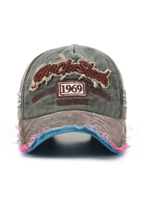 Hat 1969 retro washed old letter embroidered hole peaked cap trendy male personality female sun visor baseball cap