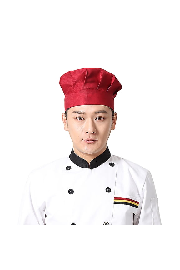 Hat Adult Adjustable Baker Cap Polyester Cotton Blend Elastic Back for Restaurant Cafe Kitchen and Catering Use