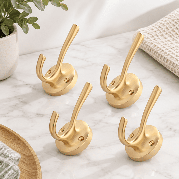 Hat And Coat Hooks 4 Pack Heavy Duty Robe Hook Metal Doublepack Wall ...