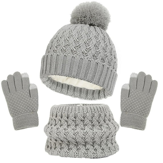 Hat And Gloves for Women Children Knit Hat Warm Scarf Gloves Three Piece Thickened Pullover Hat Warm Gloves for Women