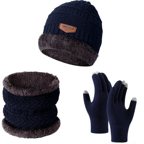 Hat And Gloves for Women Fleece Womens Scarves Set Fall Fashion Must Haves Slouchy Beanie Wool Blue1 Scarf