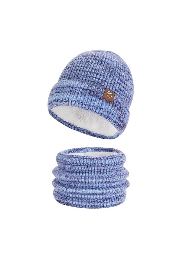 Hat And Scarf Set for Women Fleece Beanie for Men Soft Thermal Womens Beanies Winter Scarves Pashmina Shawl Blue