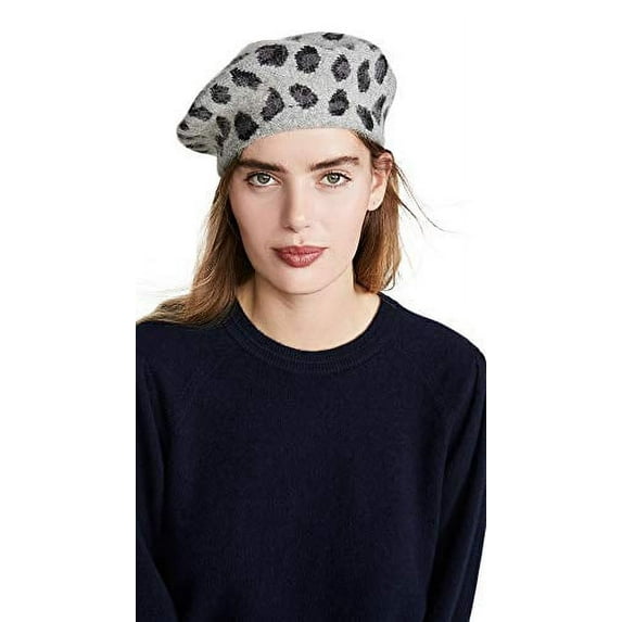 Hat Attack Women's Leopard Beret, Grey, One Size