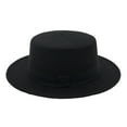 thumbnail image 1 of Clearance! Baberdicy Womens Wide Wool Flat Top Fedora Hat Party Church Hats Cap Black, 1 of 1