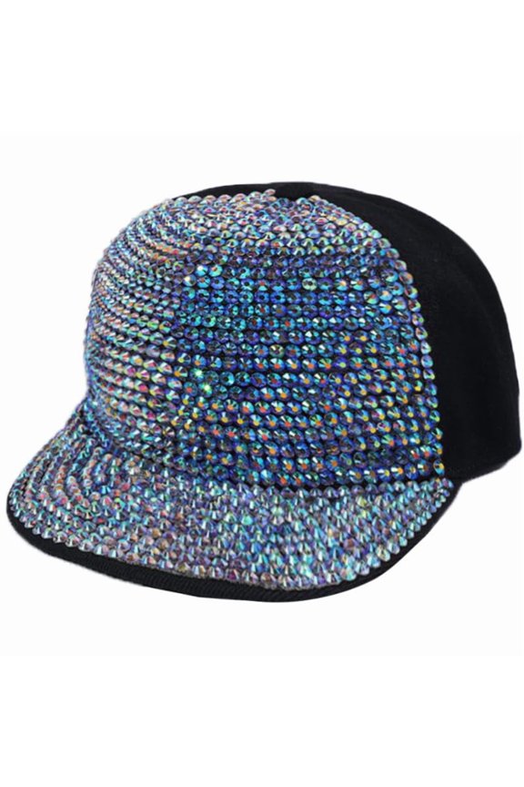 Hat Baseball Cap Women Studded Rhinestone Crystals Adjustable Baseball Cap Plain Sparkle Bling Denim Sun Hat