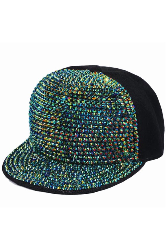 Hat Baseball Cap Women Studded Rhinestone Crystals Adjustable Baseball Cap Plain Sparkle Bling Denim Sun Hat
