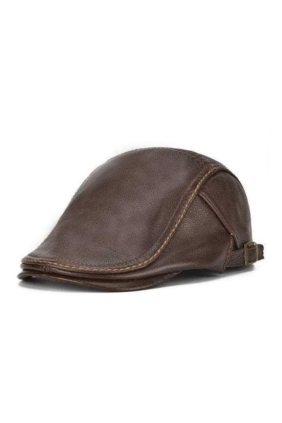 Hat Berets Men Real Leather Flat Caps Male Adjustable Coffee Duckbill Hat Autumn Winter Luxury Directors Caps ,Durable Quality