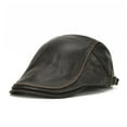 thumbnail image 1 of Hat Berets Men Real Leather Flat Caps Male Adjustable Coffee Duckbill Hat Autumn Winter Luxury Directors Caps ,Easy to Wear, 1 of 7