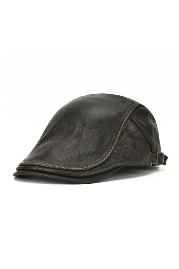 Hat Berets Men Real Leather Flat Caps Male Adjustable Coffee Duckbill Hat Autumn Winter Luxury Directors Caps ,Unique Design