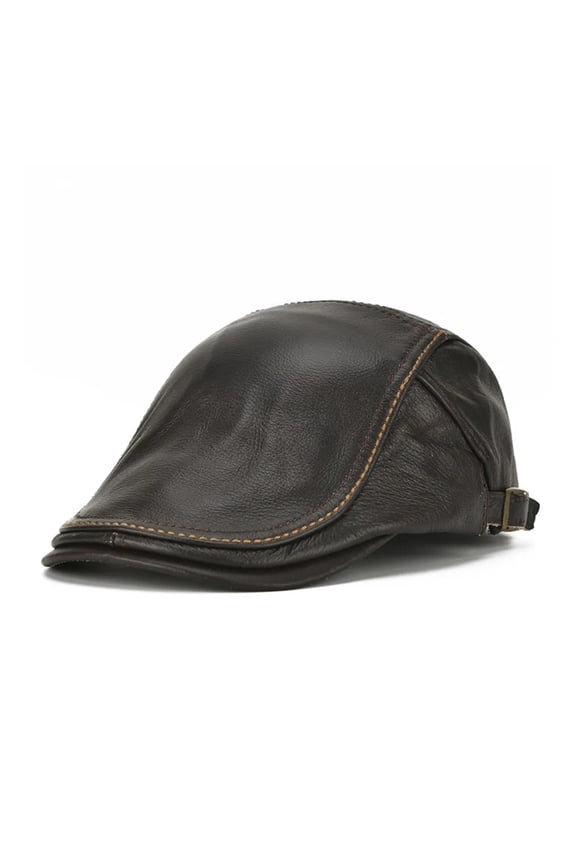 Hat Berets Men Real Leather Flat Caps Male Adjustable Coffee Duckbill Hat Autumn Winter Luxury Directors Caps ,Unisex