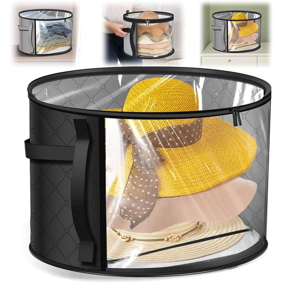 Hat Box, Hat Boxes For Women Storage, Can Accommodate 7 Hats Storage Bag For Closet, Portable Hat Box With Lid And Carry Handle