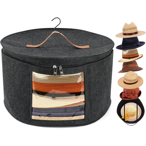 Hat Box,Hat Storage Box,Stackable Round Brim Hats Organizer Bag Container,Large Capacity Storage Box for Stuffed Storage,FoldableTravel Cap Boxes
