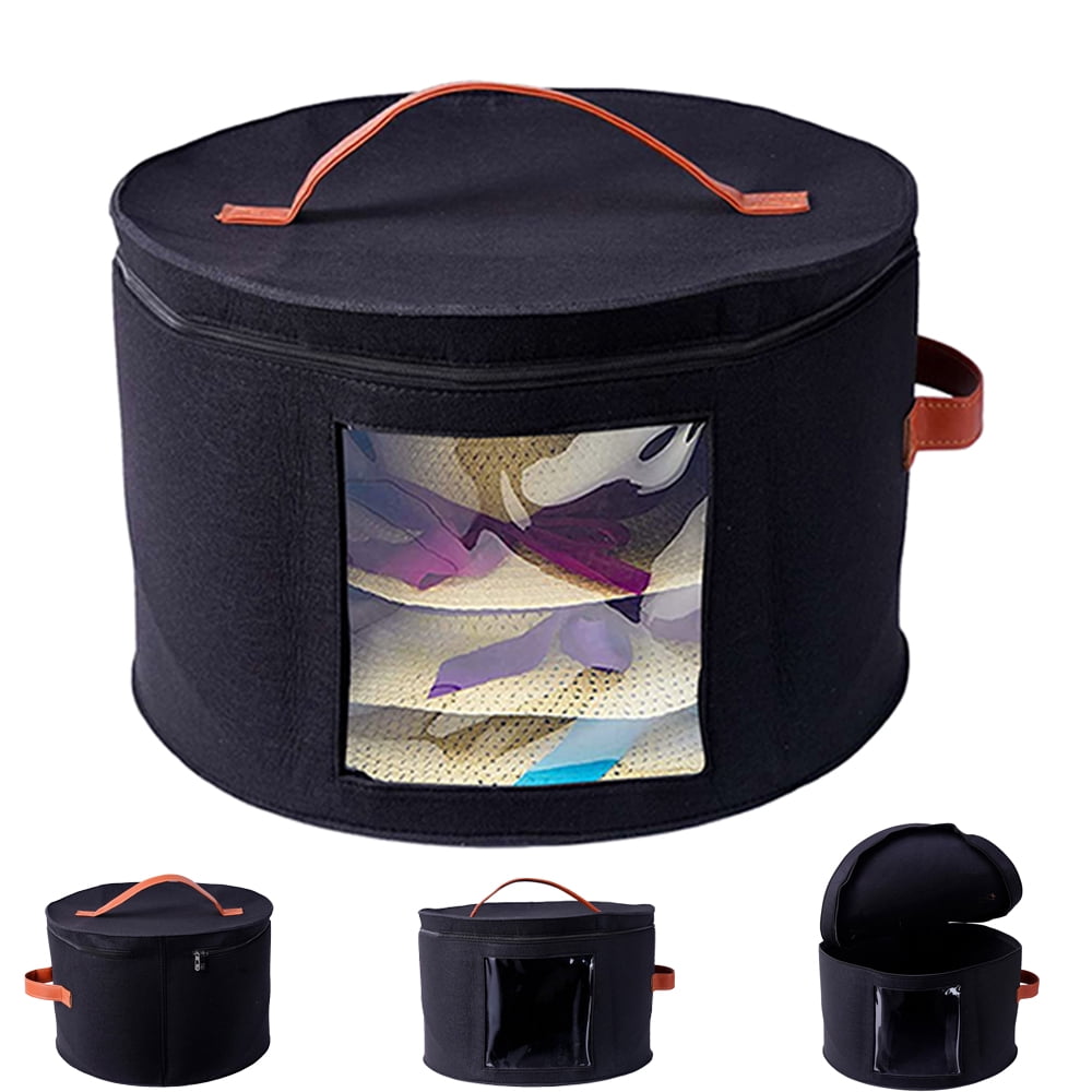 Hat Box Organizer Foldable Hat Stoage Bag with Dustproof Lid Large