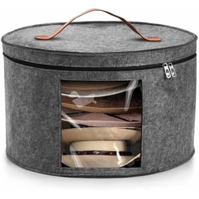 NOBRAND Foldable Round Hat Storage Box, Gray, 1