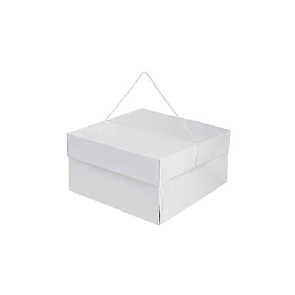 SSWBasics Hat Boxes with Handles - White - 14 x 14 x 7 in - Case of 25
