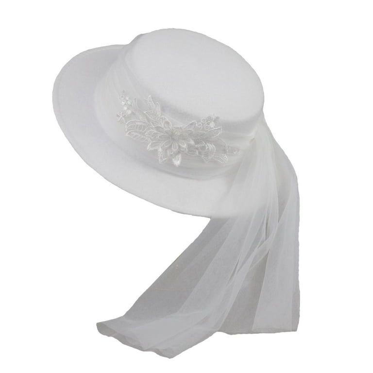 Siruishop Bride s Hat Bridal Favor Bride Sun Hat Bridal Dress Caps for Cocktail Parties White