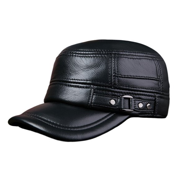 Hat Brim New Style Full-grain Cow Leather Cow Leather Hat Men Europe And America Cap Forward Cap Autumn & Winter Flat Cap ,Durable Quality