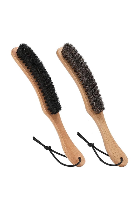 Hat Brush Combo Kit,Horsehair Felt Hat Brush Clean Cowboy Hat, Fedora Hat & Baseball Cap,Boar Bristle Lint Brush 2PCS