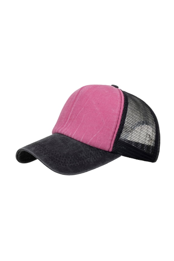 Hat CQXIDFH Unisex Golf Dad Hat, Color Block Breathable Trucker Baseball Cap, Women's Outdoor Sun Visor Hat, Multifunctional Lightweight Sunshade Headwear for Sports, Beach & Daily Wear (Pink)