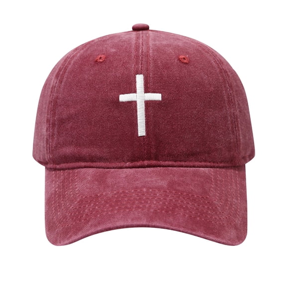 Hat, CQXIDFH Women Outdoor Baseball Cap, Men Washed Cotton Trucker Hat, Adjustable Embroidered Dad Hat, Casual Headwear for Holiday & Daily Use, Hijab Cap (Wine Red, One Size)