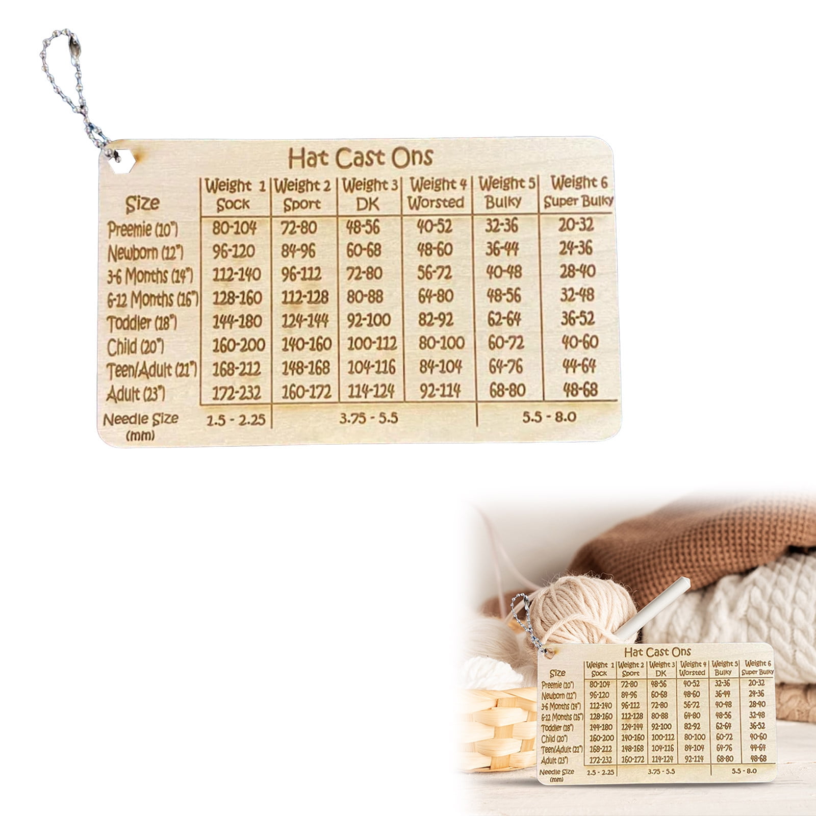 Hat Cast On Chart Tool Easy Stitch Calculator 3.5 * 5 Inch Handmade ...