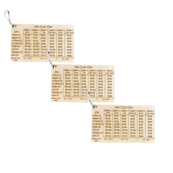 Hat On Chart Tool Easy Calculator For Knitting Projects 3.5 * 5 Inch Handmade Wooden Knitting Gauge Tool Kit Hat Size For Numbers Needle Sizes Ideal For 3PCS