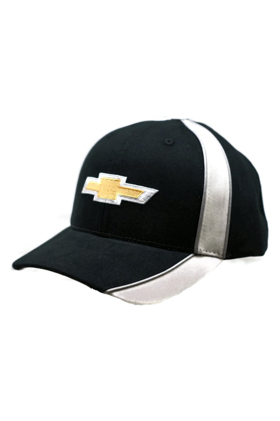Chevrolet Performance Stripe Adjustable Cotton Twill Sport Baseball Cap, Black & Gray, 1 Count