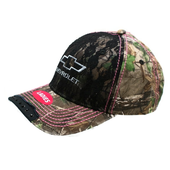 Hat - Chevrolet Women's Logo Black Lace Rhinestuds RealtreeCamo Ball Cap