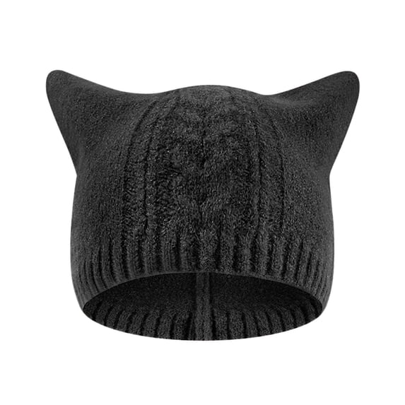 Hat Children'S Baby Hat Cat Ear Protector Plush Knitting Solid Color Pullover Cap