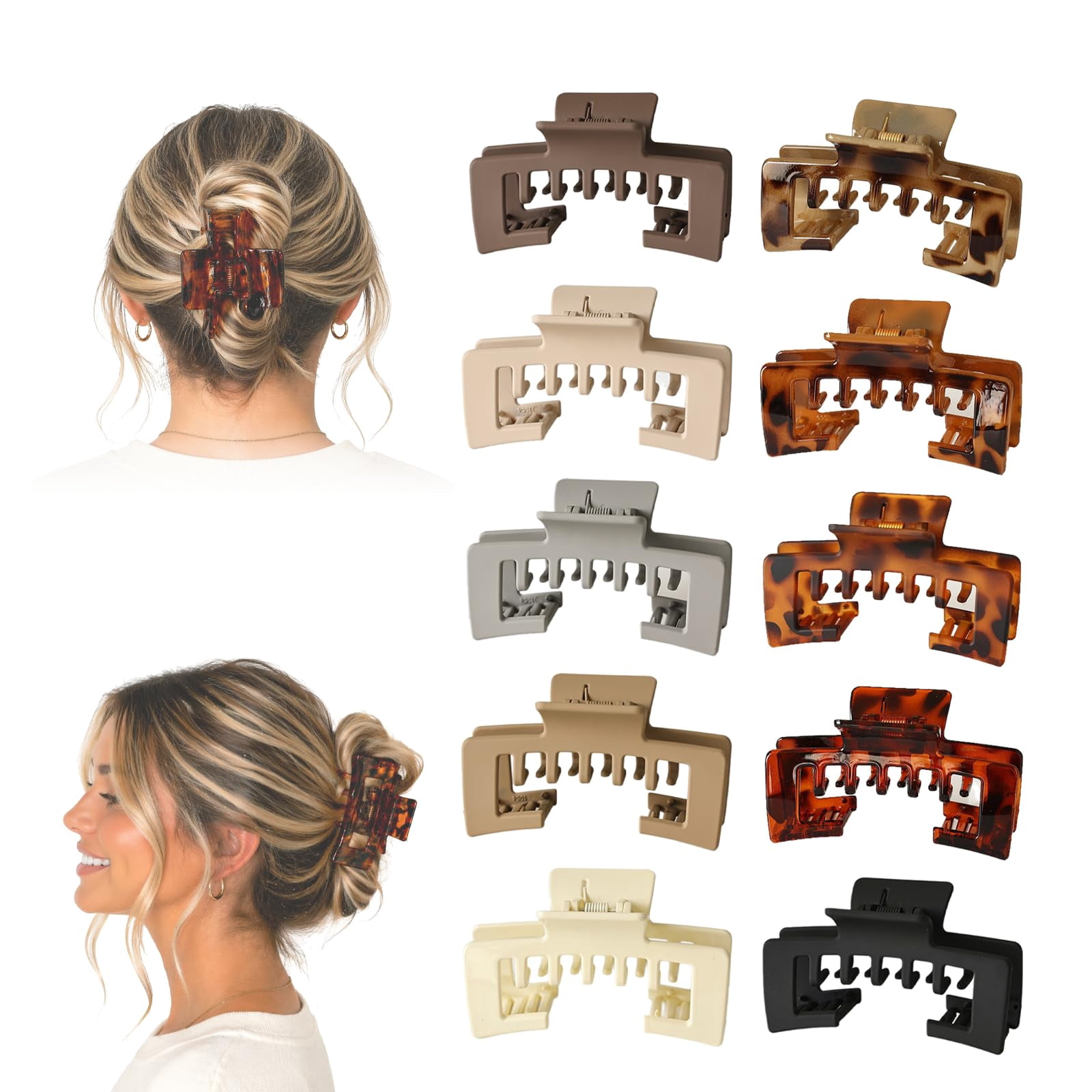 Hat Claw Clip,Baseball Hair Clip for Women, Square Hair Claw Clips, Non-Slip Adjustable Design for Thick & Fine Hair, Hat-Friendly for Baseball Caps