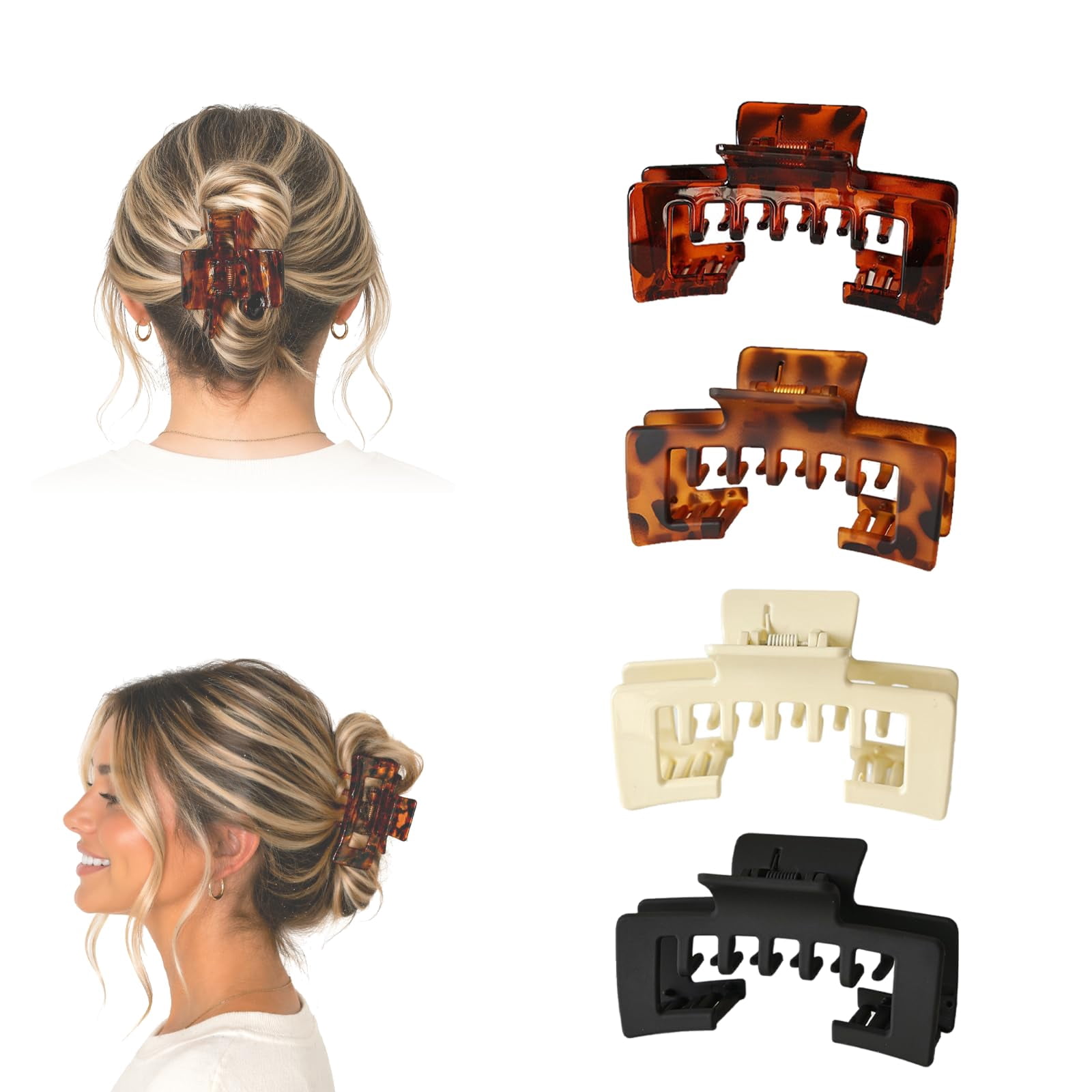 Hat Claw Clip,Baseball Hair Clip for Women, Square Hair Claw Clips, Non-Slip Adjustable Design for Thick & Fine Hair, Hat-Friendly for Baseball Caps